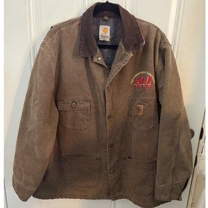 Carhartt brown button front chore barn coat jacket size XL